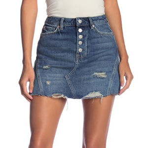 We the Free People Denim A-Line Mini Skirt 27 NWT/